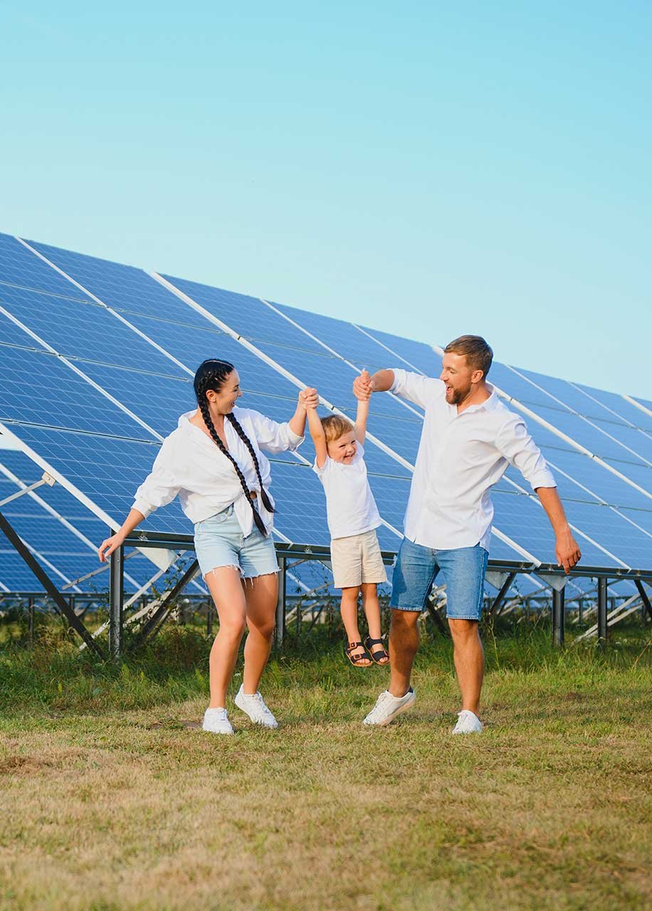Modern family home with rooftop solar panels generating clean renewable energy for efficient household electricity in London.